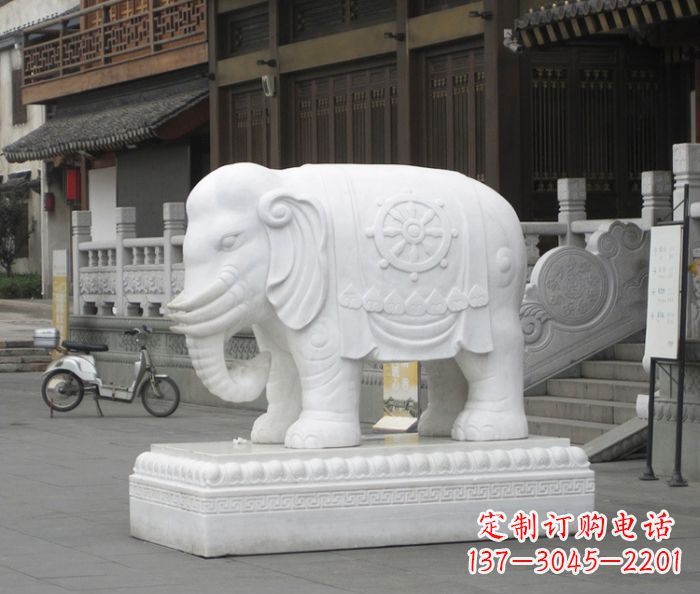 山东招财动物汉白玉大象石雕