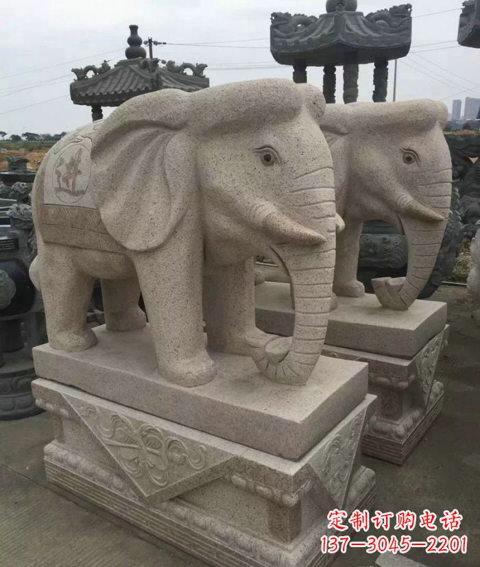 山东招财进宝大理石大象石雕