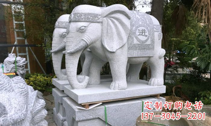 山东招财进宝大理石门口大象雕塑