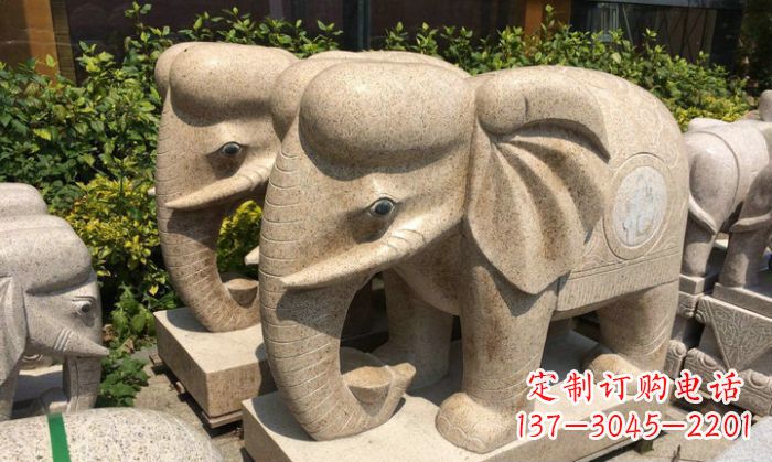 山东招财进宝砂岩大象石雕