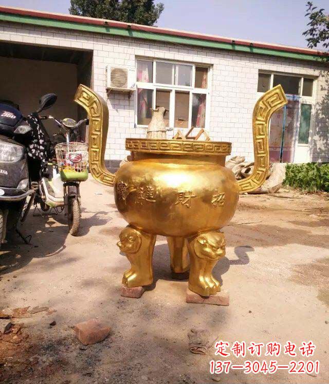 山东招财进宝香炉寺庙铜雕
