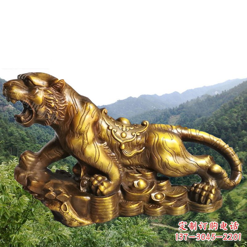 山东招财老虎漆金12生肖动物雕塑