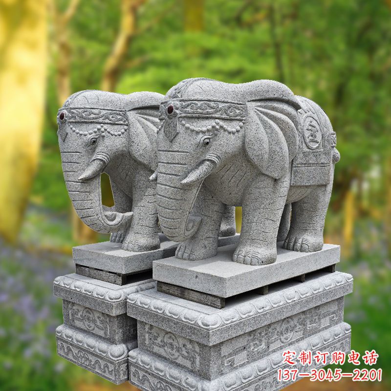 山东招财纳福石雕大象