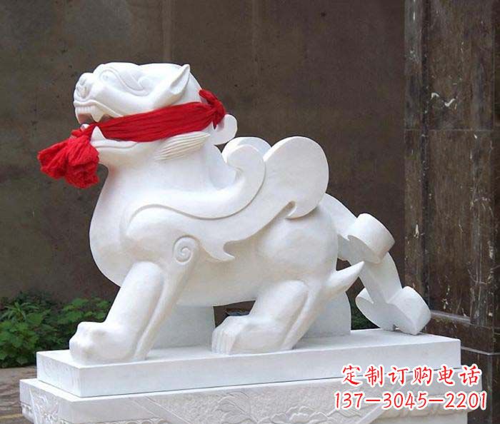 山东招财神兽汉白玉貔貅石雕