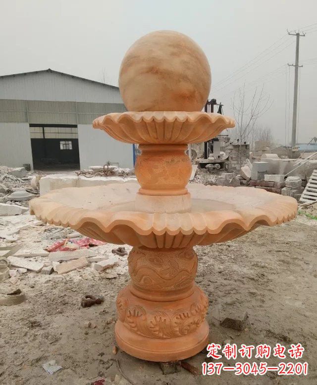 山东招财双层风水球石雕