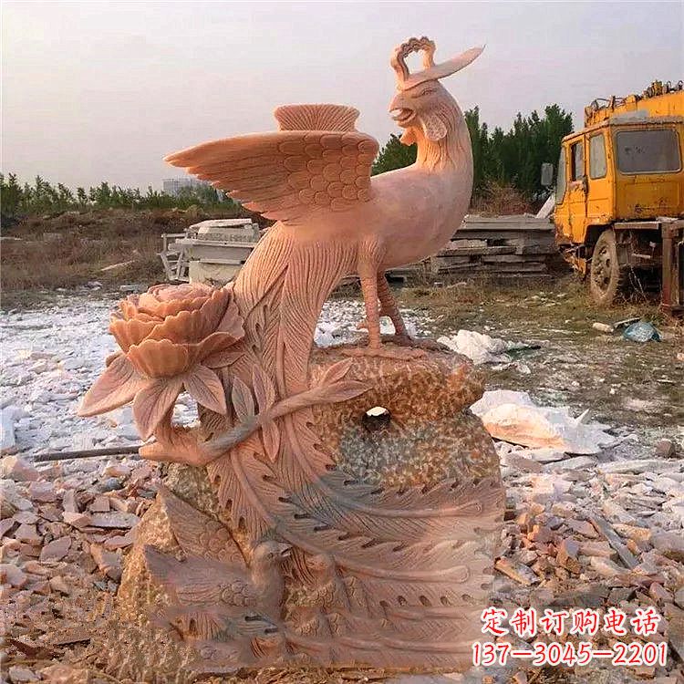 山东中国古代传说中的瑞鸟凤凰牡丹石雕