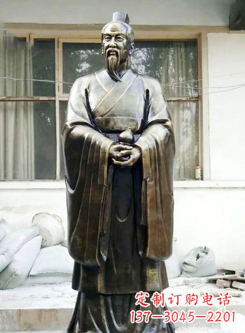 山东中国古代名医扁鹊铸铜雕像半身像