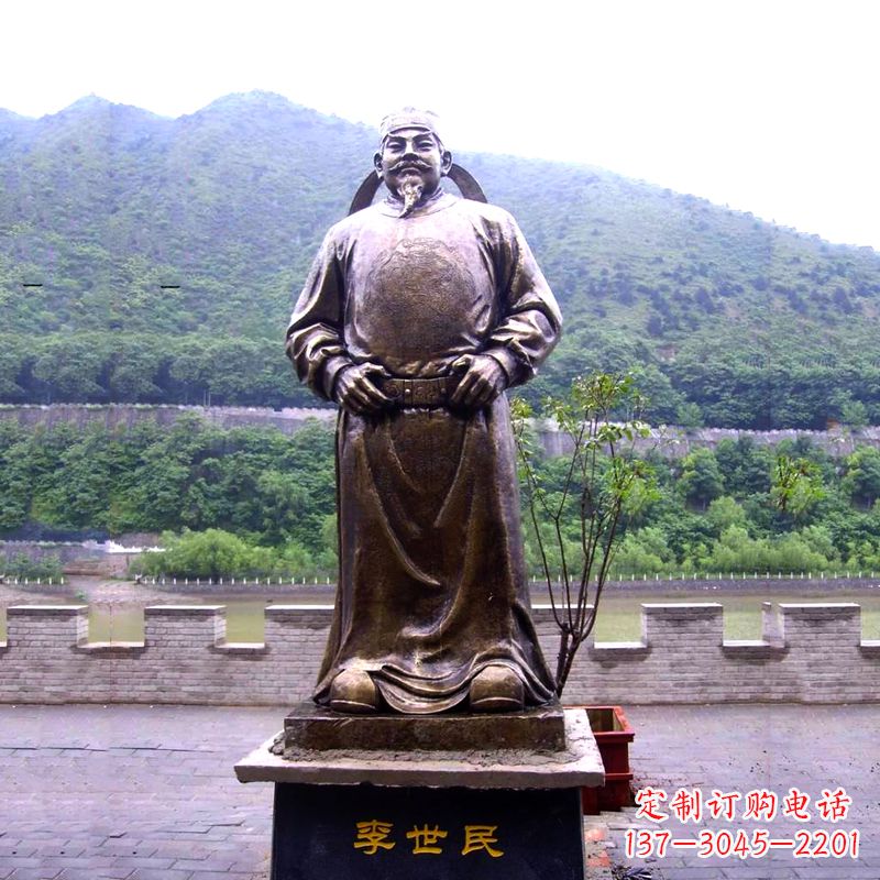 山东中国历史名人唐初著名帝王李世民铸铜雕像