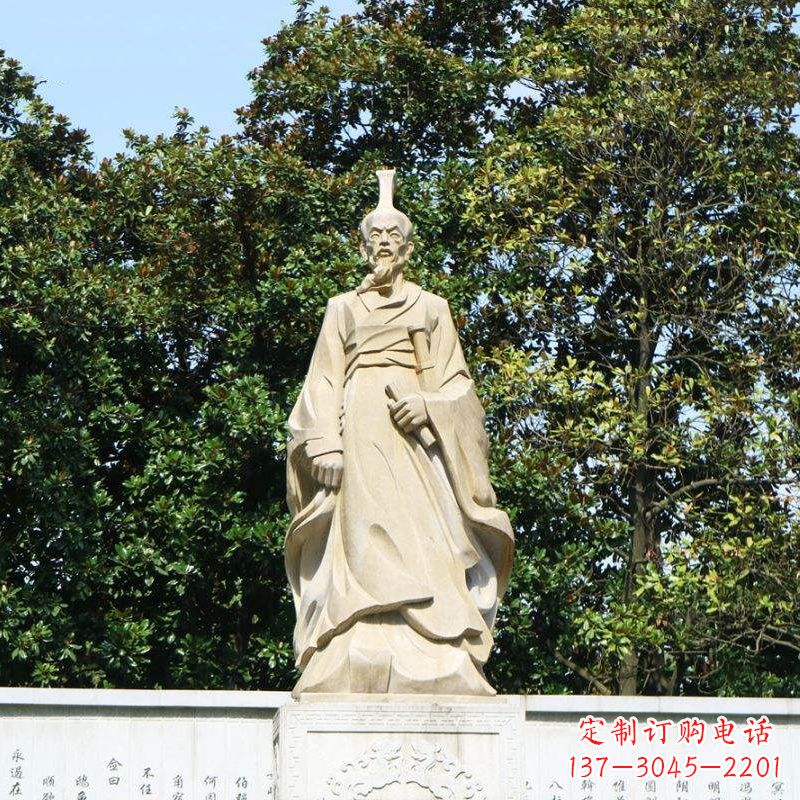 山东中国名人战国时期楚国诗人屈原砂岩石雕像