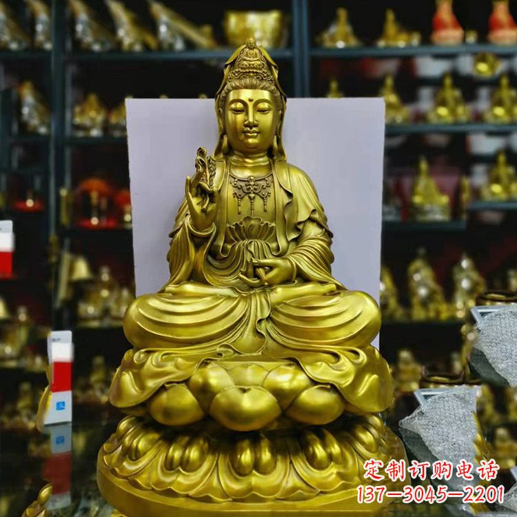 山东铸铜观音菩萨佛像雕塑