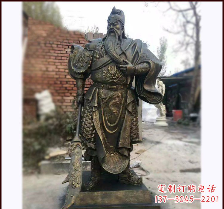 山东铸铜立式关公雕塑