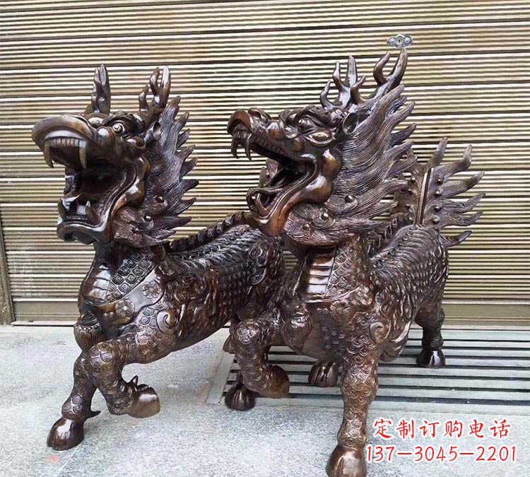 山东铸铜立式麒麟
