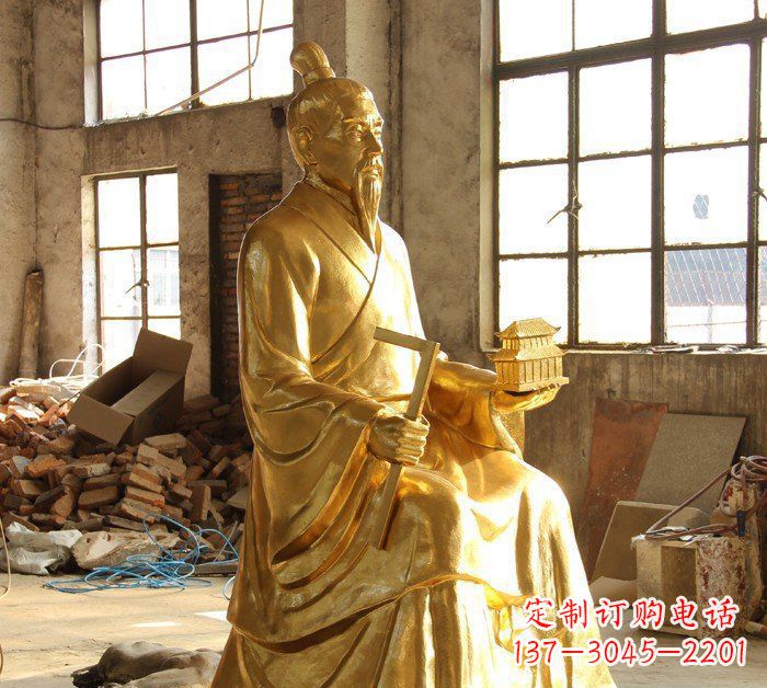 山东铸铜鲁班古代人物铜雕