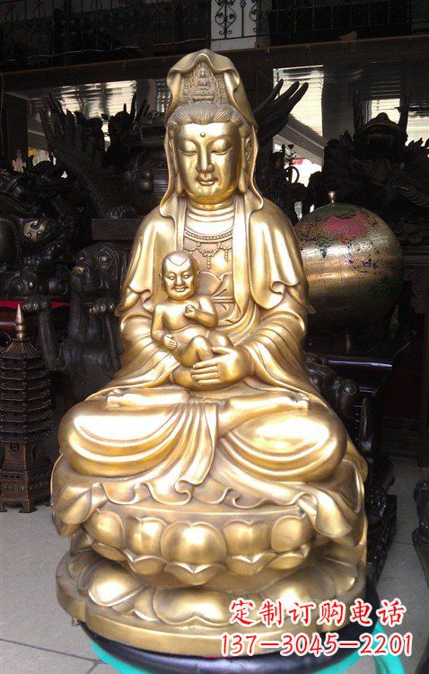山东铸铜送子观音雕塑