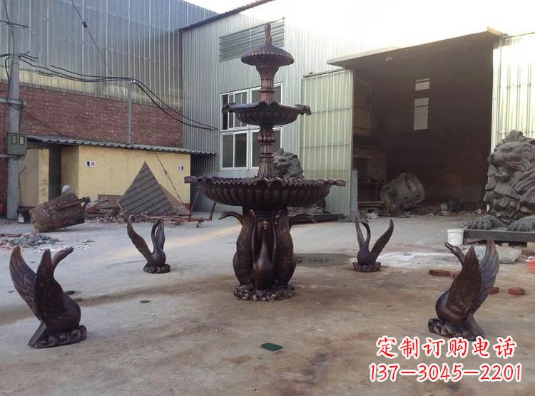 山东铸铜天鹅喷泉雕塑