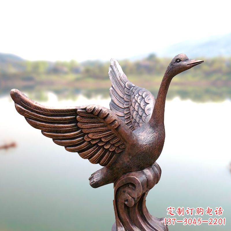 山东铸铜天鹅景观摆件
