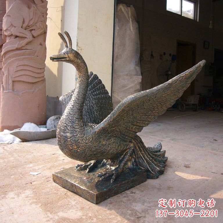 山东铸铜天之四灵朱雀雕塑摆件