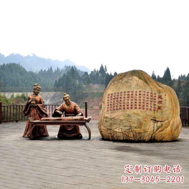 山东卓文君与司马相如凤求凰公园景观雕塑-历史典故人物情景雕塑