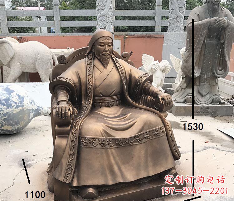 山东坐式成吉思汗铜雕 (2)